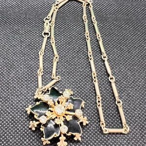 Unique star like design black stones and white rhinestones vintage